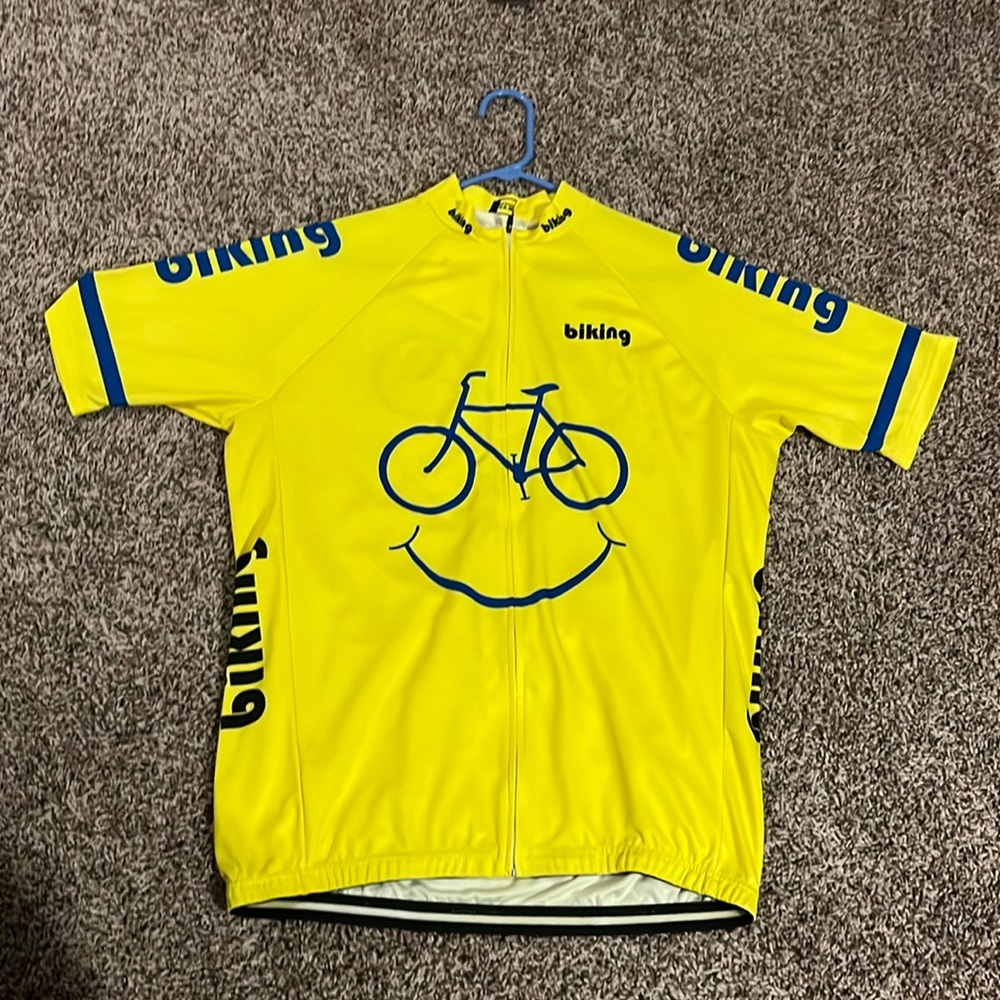 Bicycle Smile Emoji Cycling Jersey Yellow Size XXL (2XL) BUT Fits like XL